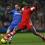 Chelsea's Juan Mata (L) challenges Southampton's Victor Wanyama during their English Premier League soccer match against Southampton at Stam Chelsea's Juan Mata (L) challenges Southampton's Victor Wanyama during their English Premier League soccer match against Southampton at Stam