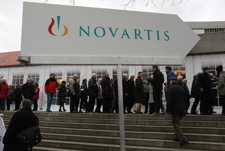 Shareholders queue to enter the St.Jakob Halle for Swiss drug maker Novartis annual general meeting in Basel February 22, 2013. REUTERS/Arnd Shareholders queue to enter the St.Jakob Halle for Swiss drug maker Novartis annual general meeting in Basel February 22, 2013. REUTERS/Arnd