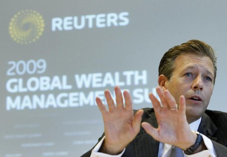 REYL & Cie SA Chief Executive Officer Francois Reyl gestures during the Reuters Global Wealth Management Summit in Geneva October 7, 2009. R REYL & Cie SA Chief Executive Officer Francois Reyl gestures during the Reuters Global Wealth Management Summit in Geneva October 7, 2009. R