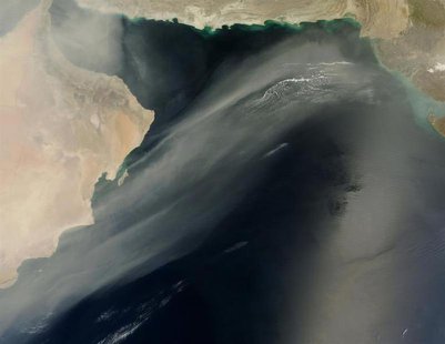 This image released by NASA April 4, 2011, from its Terra satellite shows a thick wall of dust that blew across the Arabian Peninsula March This image released by NASA April 4, 2011, from its Terra satellite shows a thick wall of dust that blew across the Arabian Peninsula March