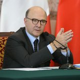 France's Finance Minister Pierre Moscovici attends a joint news conference with China's Vice Premier Ma Kai (not pictured) following a signi France's Finance Minister Pierre Moscovici attends a joint news conference with China's Vice Premier Ma Kai (not pictured) following a signi