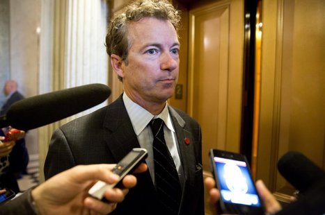Senator Rand Paul (R-KY) speaks to reporters during the 14th day of the partial government shut down in Washington on October 14, 2013. REUT Senator Rand Paul (R-KY) speaks to reporters during the 14th day of the partial government shut down in Washington on October 14, 2013. REUT