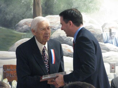 Clyde Stevenson (Marine Corp, Retired) receives a commemorative plaque as one of four Wisconsin survivors of Pearl Harbor Clyde Stevenson (Marine Corp, Retired) receives a commemorative plaque as one of four Wisconsin survivors of Pearl Harbor