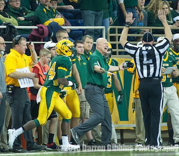 NDSU Head Coach Craig Bohl argues a call during the 2013 season. NDSU Head Coach Craig Bohl argues a call during the 2013 season.