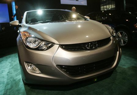 The 2012 North American Car of the Year, Hyundai Elantra, is exhibited on the first press preview day at Cobo Arena in Detroit, Michigan, Ja The 2012 North American Car of the Year, Hyundai Elantra, is exhibited on the first press preview day at Cobo Arena in Detroit, Michigan, Ja