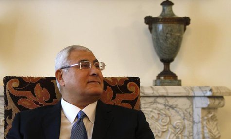Egypt's interim President Adli Mansour attends a meeting with EU foreign policy chief Catherine Ashton (not seen) at El-Thadiya presidential Egypt's interim President Adli Mansour attends a meeting with EU foreign policy chief Catherine Ashton (not seen) at El-Thadiya presidential