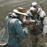 Fly fishermen Mike Gasiecki (R) and guide Dan Soper re-tie their lures on the north fork of the south branch of the Potomac River during a winter blizzard in Hopeville Canyon, West Virginia December More...
CREDIT: REUTERS/GARY CAMERON Fly fishermen Mike Gasiecki (R) and guide Dan Soper re-tie their lures on the north fork of the south branch of the Potomac River during a winter blizzard in Hopeville Canyon, West Virginia December More...
CREDIT: REUTERS/GARY CAMERON