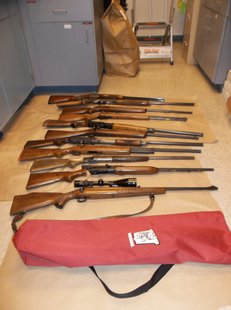 stolen guns found on the Wisconsin River ice below a bridge in Wausau. Photo: Wausau Police Department stolen guns found on the Wisconsin River ice below a bridge in Wausau. Photo: Wausau Police Department