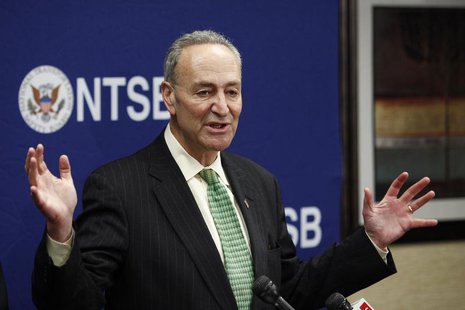 Senator Charles Schumer (D-NY) speaks to the media during a news conference at Yonkers in New York December 2, 2013. REUTERS/Eduardo Munoz Senator Charles Schumer (D-NY) speaks to the media during a news conference at Yonkers in New York December 2, 2013. REUTERS/Eduardo Munoz