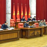 North Korean leader Kim Jong Un (front C) attends a meeting of the ruling Workers' Party politburo in Pyongyang, in this undated photo relea North Korean leader Kim Jong Un (front C) attends a meeting of the ruling Workers' Party politburo in Pyongyang, in this undated photo relea