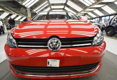 A VW Golf VII car is pictured in a production line at the plant of German carmaker Volkswagen in Wolfsburg, February 25, 2013. REUTERS/Fabia A VW Golf VII car is pictured in a production line at the plant of German carmaker Volkswagen in Wolfsburg, February 25, 2013. REUTERS/Fabia