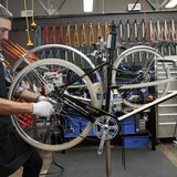Max Stchelcine assembles a Shinola three-speed bicycle at the newly opened Shinola luxury bike and watch store in midtown Detroit, Michigan Max Stchelcine assembles a Shinola three-speed bicycle at the newly opened Shinola luxury bike and watch store in midtown Detroit, Michigan