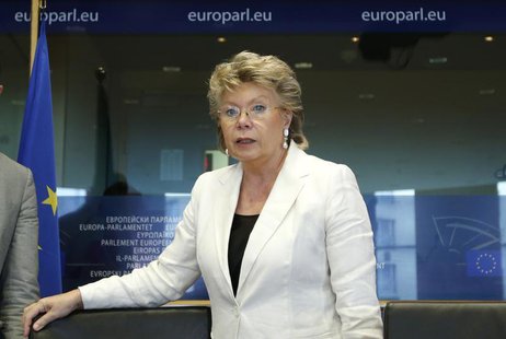 European Union Justice Commissioner Viviane Reding arrives to address the European Parliament's Committee on civil liberties, justice and ho European Union Justice Commissioner Viviane Reding arrives to address the European Parliament's Committee on civil liberties, justice and ho