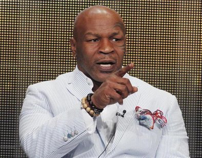 Mike Tyson, star of HBO Films "Mike Tyson: Undisputed Truth", takes part in a panel discussion at the Television Critics Association Cable T Mike Tyson, star of HBO Films "Mike Tyson: Undisputed Truth", takes part in a panel discussion at the Television Critics Association Cable T