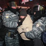 Riot police officers detain a protester in Kiev December 11, 2013. Ukrainian riot police moved in force early on Wednesday into part of the Riot police officers detain a protester in Kiev December 11, 2013. Ukrainian riot police moved in force early on Wednesday into part of the