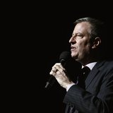 Mayor-elect Bill de Blasio speaks to guests during a tribute service for Nelson Mandela at the Christian Cultural Center in the Brooklyn are Mayor-elect Bill de Blasio speaks to guests during a tribute service for Nelson Mandela at the Christian Cultural Center in the Brooklyn are