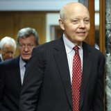 John Koskinen (R) returns from a break with Committee Chairman Senator Max Baucus (D-MT) (2nd L) and ranking member Orrin Hatch (R-UT) (L) t John Koskinen (R) returns from a break with Committee Chairman Senator Max Baucus (D-MT) (2nd L) and ranking member Orrin Hatch (R-UT) (L) t