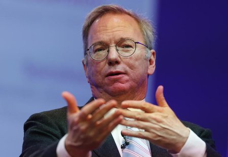 Google Executive Chairman Eric Schmidt speaks at the Google Big Tent event at the Grove Hotel, on the outskirts of London May 22, 2013. REUT Google Executive Chairman Eric Schmidt speaks at the Google Big Tent event at the Grove Hotel, on the outskirts of London May 22, 2013. REUT