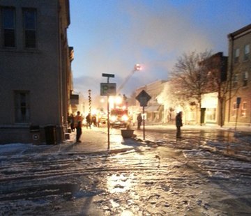 Crews respond to fire in downtown Ripon on Wednesday Dec. 11, 2013. (Photo from: KFIZ reporter Bob Nelson). Crews respond to fire in downtown Ripon on Wednesday Dec. 11, 2013. (Photo from: KFIZ reporter Bob Nelson).