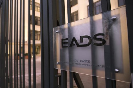 A sign is seen on the entrance gate of the main Paris office building of EADS, December 9, 2013. REUTERS/Philippe Wojazer A sign is seen on the entrance gate of the main Paris office building of EADS, December 9, 2013. REUTERS/Philippe Wojazer