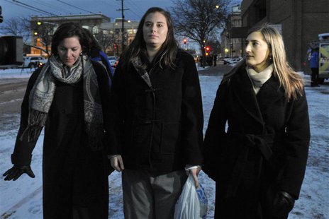 Jordan Graham (C), accompanied by members of her legal team, walks away from U.S. District Court in Missoula, Montana on December 11, 2013. Jordan Graham (C), accompanied by members of her legal team, walks away from U.S. District Court in Missoula, Montana on December 11, 2013.