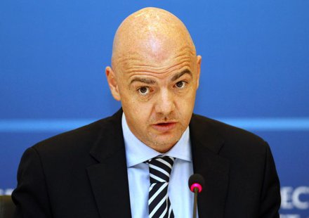UEFA general secretary Gianni Infantino attends a news conference during the UEFA Executive Committee meeting in Istanbul March 21, 2012. RE UEFA general secretary Gianni Infantino attends a news conference during the UEFA Executive Committee meeting in Istanbul March 21, 2012. RE