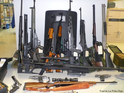 Weapons recovered after a Dec. 9, 2013 standoff in Fond du Lac. (Photo from: Fond du Lac Police Department) Weapons recovered after a Dec. 9, 2013 standoff in Fond du Lac. (Photo from: Fond du Lac Police Department)