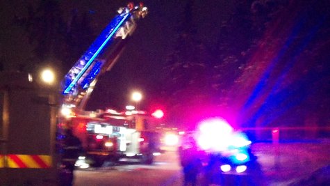 Township Fire deployed their aerial cannon to fight the fire from above. Township Fire deployed their aerial cannon to fight the fire from above.