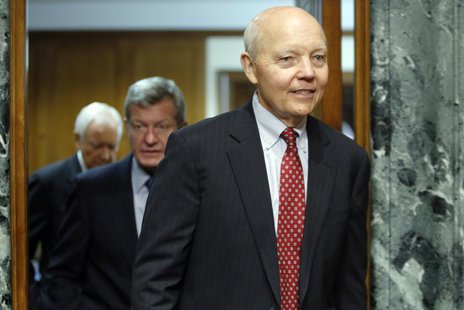 John Koskinen (R) returns from a break with Committee Chairman Senator Max Baucus (D-MT) (2nd L) and ranking member Orrin Hatch (R-UT) (L) t John Koskinen (R) returns from a break with Committee Chairman Senator Max Baucus (D-MT) (2nd L) and ranking member Orrin Hatch (R-UT) (L) t