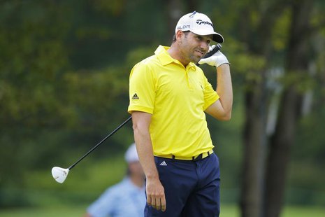 Sergio Garcia of Spain watches his tee shot on the fourth hole during the final round of the Deutsche Bank Championship golf tournament in N Sergio Garcia of Spain watches his tee shot on the fourth hole during the final round of the Deutsche Bank Championship golf tournament in N