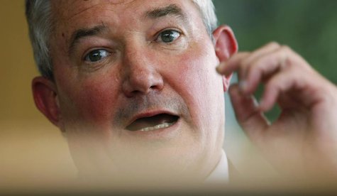 Group Chief Executive of the Bank Of Ireland, Richie Boucher, gestures during an interview with Reuters at the company's head office in Dubl Group Chief Executive of the Bank Of Ireland, Richie Boucher, gestures during an interview with Reuters at the company's head office in Dubl