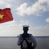 A Vietnamese naval soldier stands quard at Thuyen Chai island in the Spratly archipelago January 17, 2013. REUTERS/Quang Le A Vietnamese naval soldier stands quard at Thuyen Chai island in the Spratly archipelago January 17, 2013. REUTERS/Quang Le