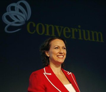 Swiss reinsurer Converium Holding AG CEO Inga Beale smiles prior the annual general meeting in Zurich May 10, 2007. REUTERS/Christian Hartma Swiss reinsurer Converium Holding AG CEO Inga Beale smiles prior the annual general meeting in Zurich May 10, 2007. REUTERS/Christian Hartma