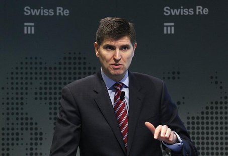 World's largest reinsurer Swiss Re Chief Financial Officer George Quinn attends his company's annual results news conference in Zurich,Febru World's largest reinsurer Swiss Re Chief Financial Officer George Quinn attends his company's annual results news conference in Zurich,Febru