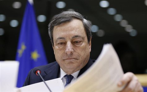 European Central Bank (ECB) President Mario Draghi testifies before the European Parliament's Economic and Monetary Affairs Committee in Bru European Central Bank (ECB) President Mario Draghi testifies before the European Parliament's Economic and Monetary Affairs Committee in Bru