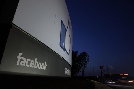 Traffic flies by the entrance sign to Facebook headquarters in Menlo Park, California before the company's IPO launch, May 18, 2012. REUTERS Traffic flies by the entrance sign to Facebook headquarters in Menlo Park, California before the company's IPO launch, May 18, 2012. REUTERS