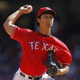 Texas Rangers starting pitcher Yu Darvish pitches against the Los Angeles Angels in the fourth inning of their MLB American League baseball Texas Rangers starting pitcher Yu Darvish pitches against the Los Angeles Angels in the fourth inning of their MLB American League baseball