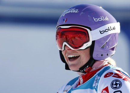 Tessa Worley of France reacts after winning the second run of the giant slalom race at the women's Alpine skiing World Cup competition at th Tessa Worley of France reacts after winning the second run of the giant slalom race at the women's Alpine skiing World Cup competition at th