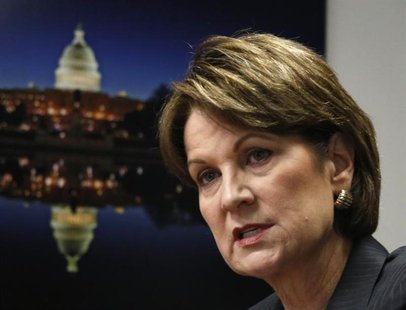 Newly elected Lockheed Chairman Marillyn Hewson comments during an interview with Reuters in Washington, December 16, 2013. REUTERS/Stelios Newly elected Lockheed Chairman Marillyn Hewson comments during an interview with Reuters in Washington, December 16, 2013. REUTERS/Stelios