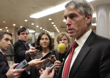 Senator Mark Udall (D-CO) talks to the media after former CIA Director David Petraeus testified at a Senate Intelligence Committee closed hearing on Capitol Hill in Washington, November 16, 2012.
CREDIT: REUTERS/YURI GRIPAS Senator Mark Udall (D-CO) talks to the media after former CIA Director David Petraeus testified at a Senate Intelligence Committee closed hearing on Capitol Hill in Washington, November 16, 2012.
CREDIT: REUTERS/YURI GRIPAS