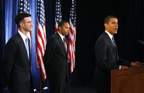 U.S. President-elect Barack Obama introduces his Peter Orszag (L), the current director of the Congressional Budget Office, as his choice fo U.S. President-elect Barack Obama introduces his Peter Orszag (L), the current director of the Congressional Budget Office, as his choice fo