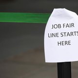 A sign marks the entrance to a job fair in New York October 24, 2011. REUTERS/Shannon Stapleton A sign marks the entrance to a job fair in New York October 24, 2011. REUTERS/Shannon Stapleton