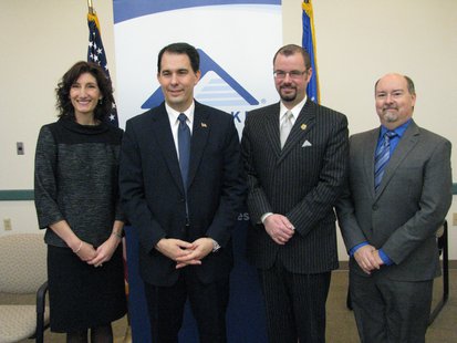Amy Kerwin, Great Lakes VP of Community Investment, Governor Scott Walker, Mayor Andrew Halverson, Marc Storch, Chief of Borrower’s Services Amy Kerwin, Great Lakes VP of Community Investment, Governor Scott Walker, Mayor Andrew Halverson, Marc Storch, Chief of Borrower’s Services