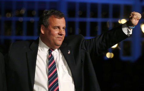Republican New Jersey Governor Chris Christie waves to supporters at his election night party in Asbury Park, New Jersey, November 5, 2013. Republican New Jersey Governor Chris Christie waves to supporters at his election night party in Asbury Park, New Jersey, November 5, 2013.