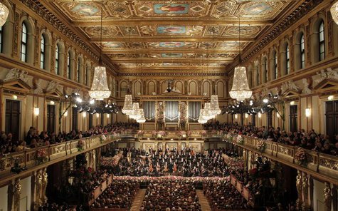 The Vienna Philharmonic Orchestra during the traditional New Year's Concert in the Golden Hall of the Vienna Musikverein in Vienna January 1 The Vienna Philharmonic Orchestra during the traditional New Year's Concert in the Golden Hall of the Vienna Musikverein in Vienna January 1