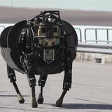 An LS 3 (Legged Squad Support System) robot demonstrates its movement, showing it is designed to accompany soldiers and Marines any place th An LS 3 (Legged Squad Support System) robot demonstrates its movement, showing it is designed to accompany soldiers and Marines any place th
