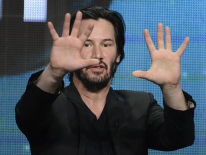 Host and producer Keanu Reeves participates in a panel for the documentary "Side by Side" during the PBS sessions at the Television Critics Host and producer Keanu Reeves participates in a panel for the documentary "Side by Side" during the PBS sessions at the Television Critics