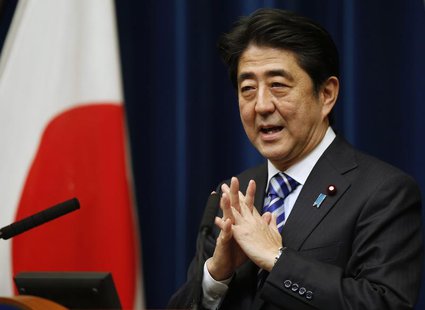 Japan's Prime Minister Shinzo Abe speaks during a news conference to wrap up the ASEAN-Japan Commemorative Summit Meeting at his official re Japan's Prime Minister Shinzo Abe speaks during a news conference to wrap up the ASEAN-Japan Commemorative Summit Meeting at his official re
