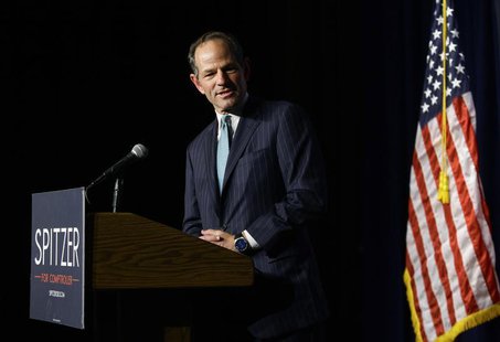 Former New York State Governor and Democratic candidate for New York City Comptroller Eliot Spitzer speaks during his Democratic primary ele Former New York State Governor and Democratic candidate for New York City Comptroller Eliot Spitzer speaks during his Democratic primary ele