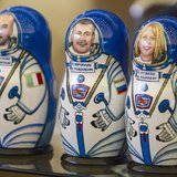 Matryoshka dolls, or Russian nesting dolls, depicting the International Space Station (ISS) crew members (L to R) Italian astronaut Luca Par Matryoshka dolls, or Russian nesting dolls, depicting the International Space Station (ISS) crew members (L to R) Italian astronaut Luca Par